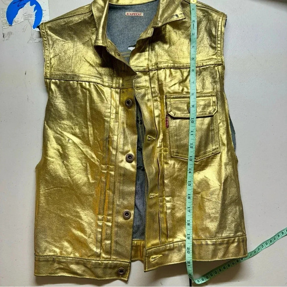 Kapital Foil Denim Vest Jacket metallic Gold Size 0 - Picture 13 of 17